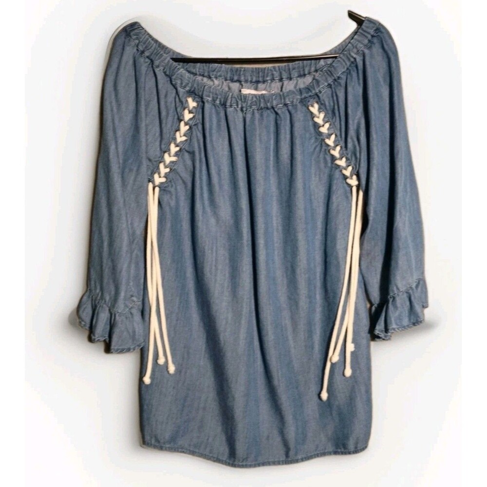 Billy T Chambray Lace Up‎ Tunic size XS Blue